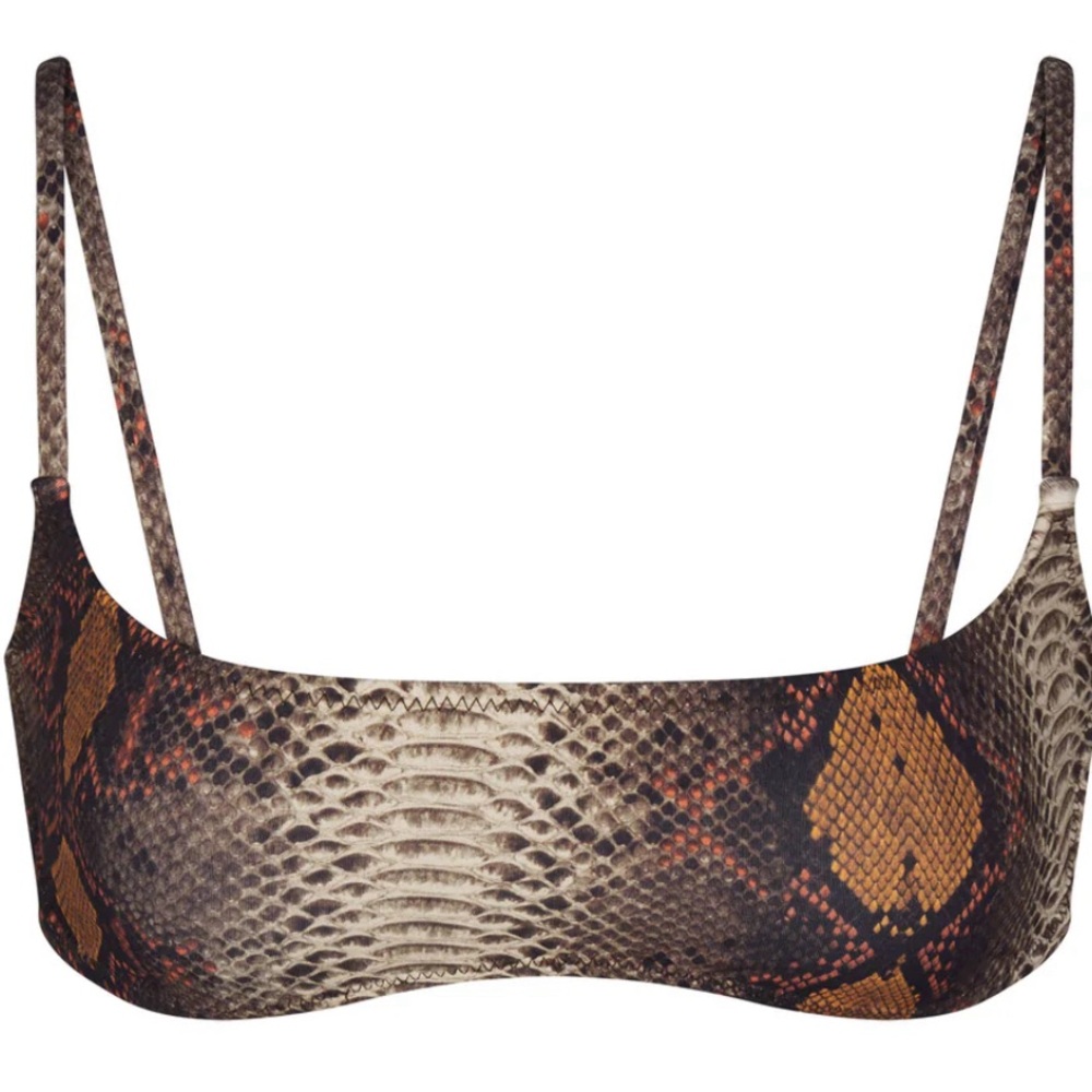 Skims Snake-print Micro Scoop Bikini Top